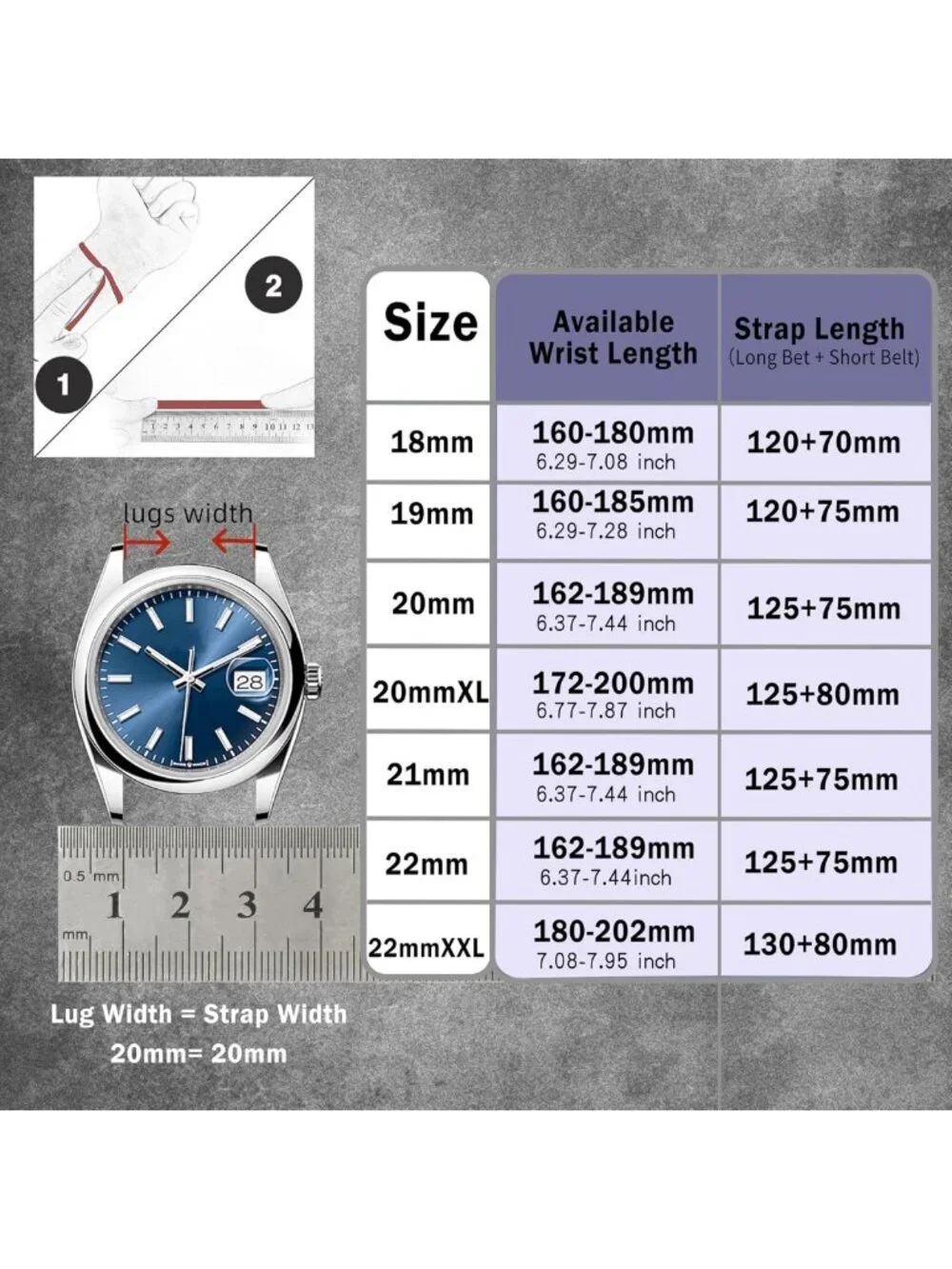 Genuine Italian Leather Watch Band - Soft, Thick, Quick Release, 18mm-22mm